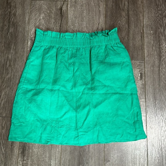 J Crew linen city mini skirt in green 6 - Picture 2 of 3